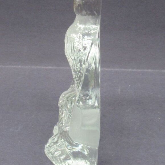 Viking Glass Vintage Crystal ROBIN with Flowers 7 inch high Book End - Single - Picture 3 of 4